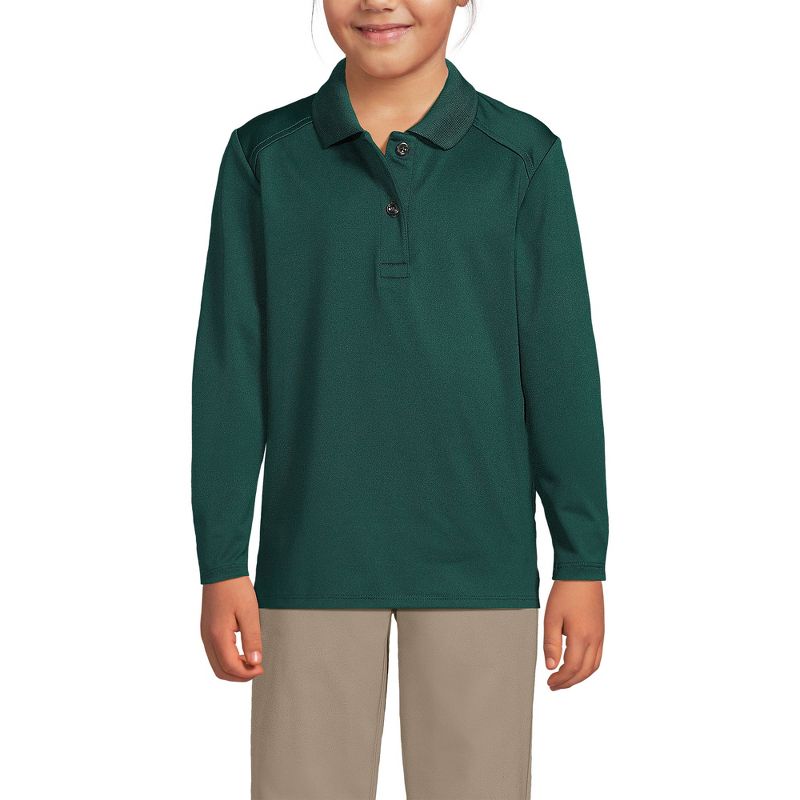 Lands' End School Uniform Kids Long Sleeve Feminine Fit Rapid Dry Polo Shirt