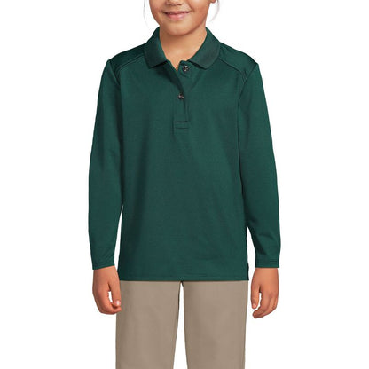 Lands' End School Uniform Kids Long Sleeve Feminine Fit Rapid Dry Polo Shirt