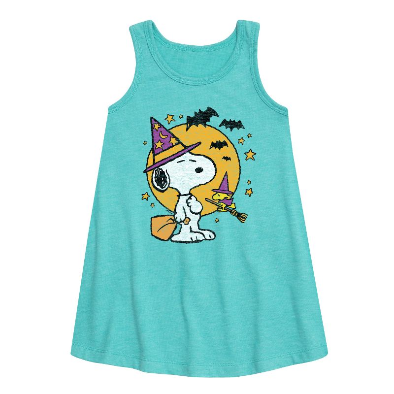 Girls' - Peanuts - Snoopy Woodstock Witchcraft Graphic Sleeveless Aline Dress