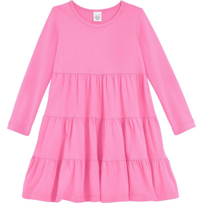 City Threads Girls Soft Jersey Cotton Long Sleeve Tiered Dress - USA-Made Comfortable & Stylish Kids/Toddlers Clothing (Part 2)