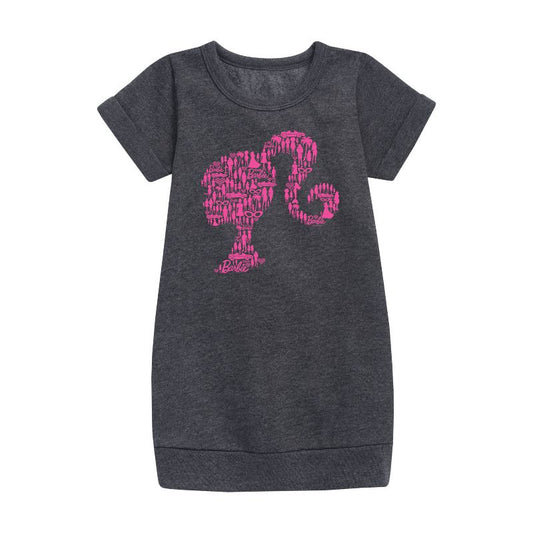 Girls' - Barbie - Individual Classic Icons Create Silhouette Graphic Short Sleeve Fleece Dress