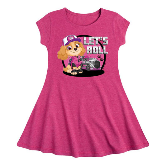 Girls' - Paw Patrol - Let's Roll Skye Fit & Flair Cap Sleeve Dress