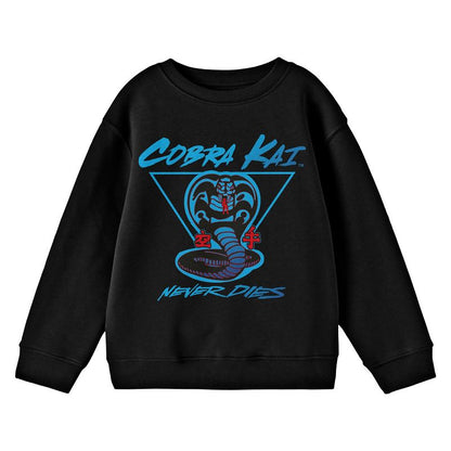 Cobra Kai Never Dies Crew Neck Long Sleeve Youth Black Tee