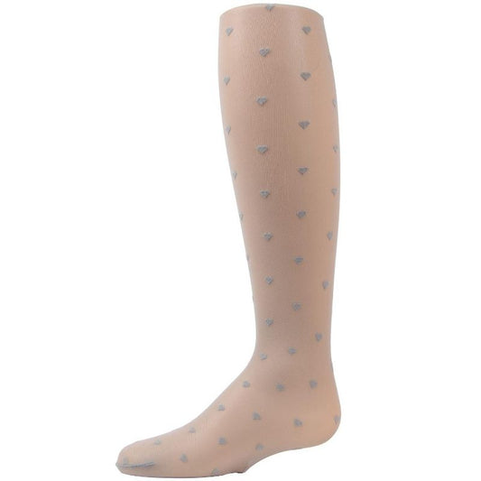 Memoi Polka Dot Heart Sheer Girls Tights