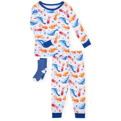 Sleep On It  Boys 2-Piece Super Soft Jersey Snug-Fit Pajama Set with Matching Socks - Baby Boy Pajamas and Toddler Pajama Sets