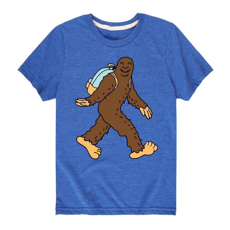 تي شيرت ساسكواتش برسومات جرافيكية بأكمام قصيرة وحقيبة ظهر للأولاد - رسالة فورية