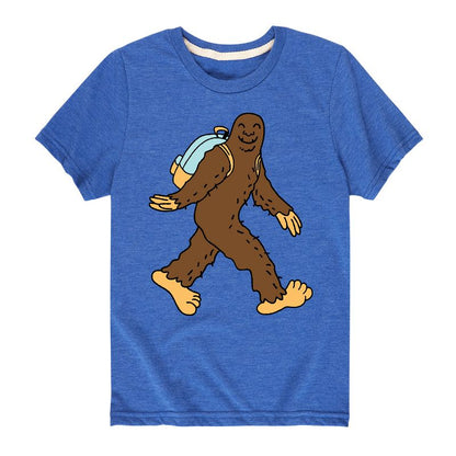 تي شيرت ساسكواتش برسومات جرافيكية بأكمام قصيرة وحقيبة ظهر للأولاد - رسالة فورية