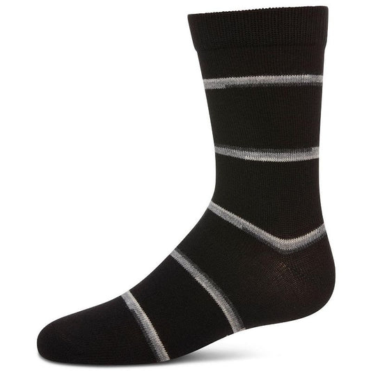 Memoi Spacedye Stripe Boys Cotton Blend Crew Sock