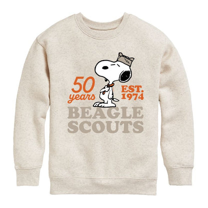 Boys' - Peanuts - Snoopy Hat Logo Graphic Long Sleeve Fleece Sweatshirt