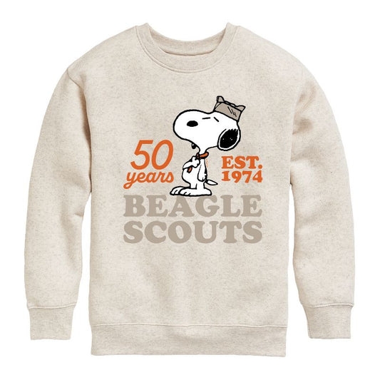 Boys' - Peanuts - Snoopy Hat Logo Graphic Long Sleeve Fleece Sweatshirt