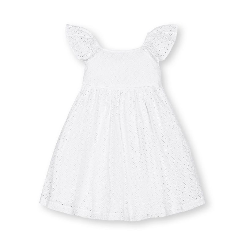 Hope & Henry Girls'  Flutter Sleeve Eyelet Dress, Kids