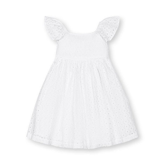 Hope & Henry Girls'  Flutter Sleeve Eyelet Dress, Kids