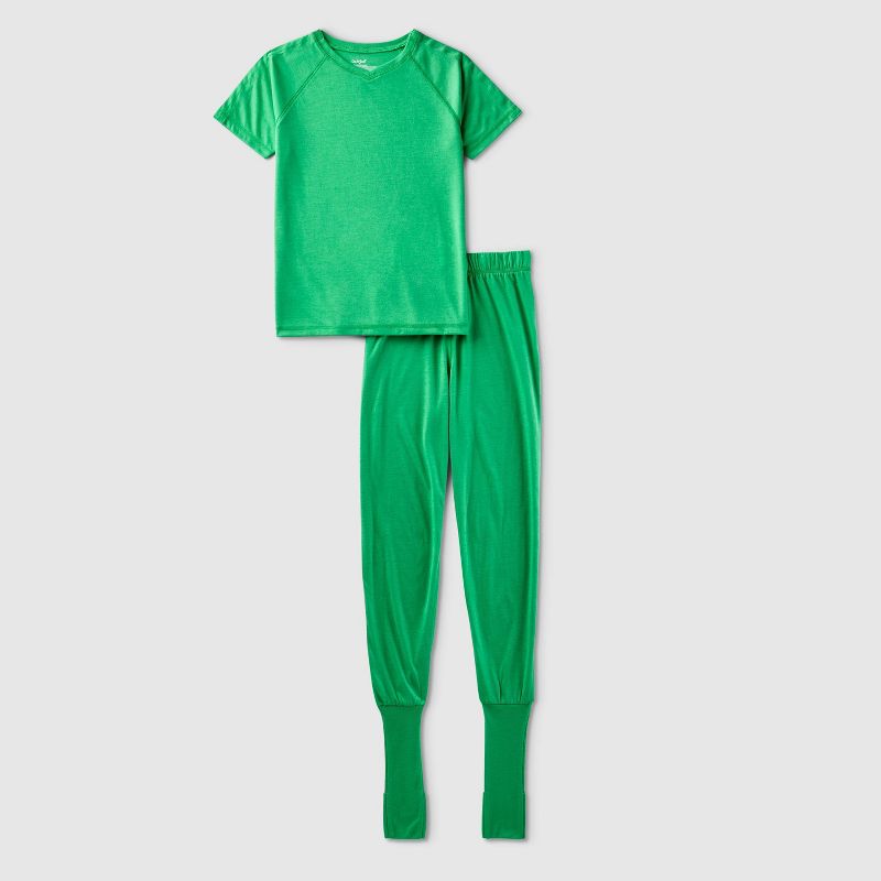 Kids' Adaptive 2pc Port Access Pajama Set - Cat & Jack™ Green