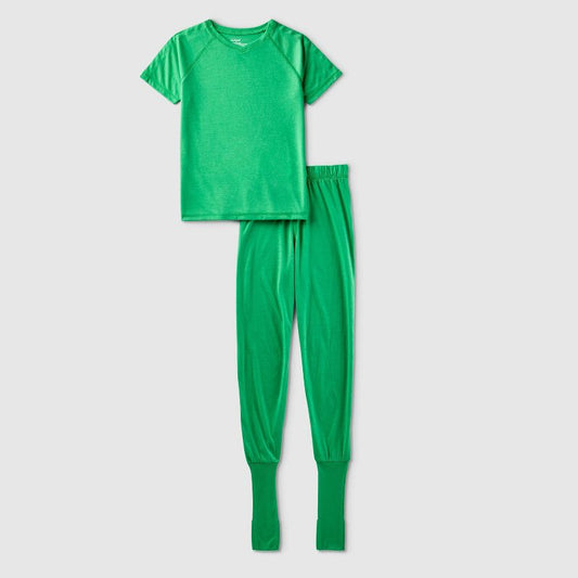 Kids' Adaptive 2pc Port Access Pajama Set - Cat & Jack™ Green