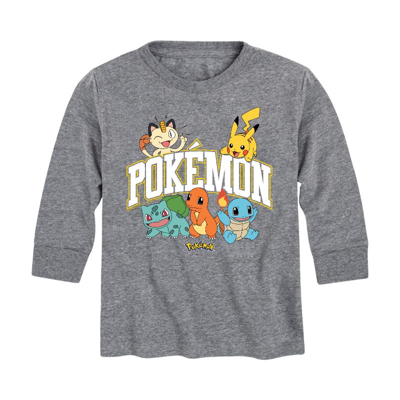تي شيرت رياضي بأكمام طويلة بشعار جرافيكي للأولاد - بوكيمون - بيكاتشو تشارمندر بولباسور سكويرتل ميوث
