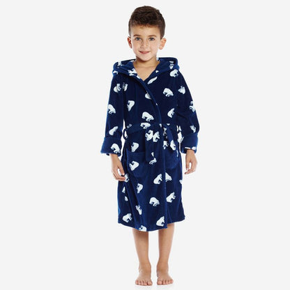 Leveret Kids Fleece Hooded Christmas Robe