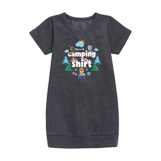 Girls' - Paw Patrol - This Is My Camping Shirt Graphic Short Sleeve Fleece Dress