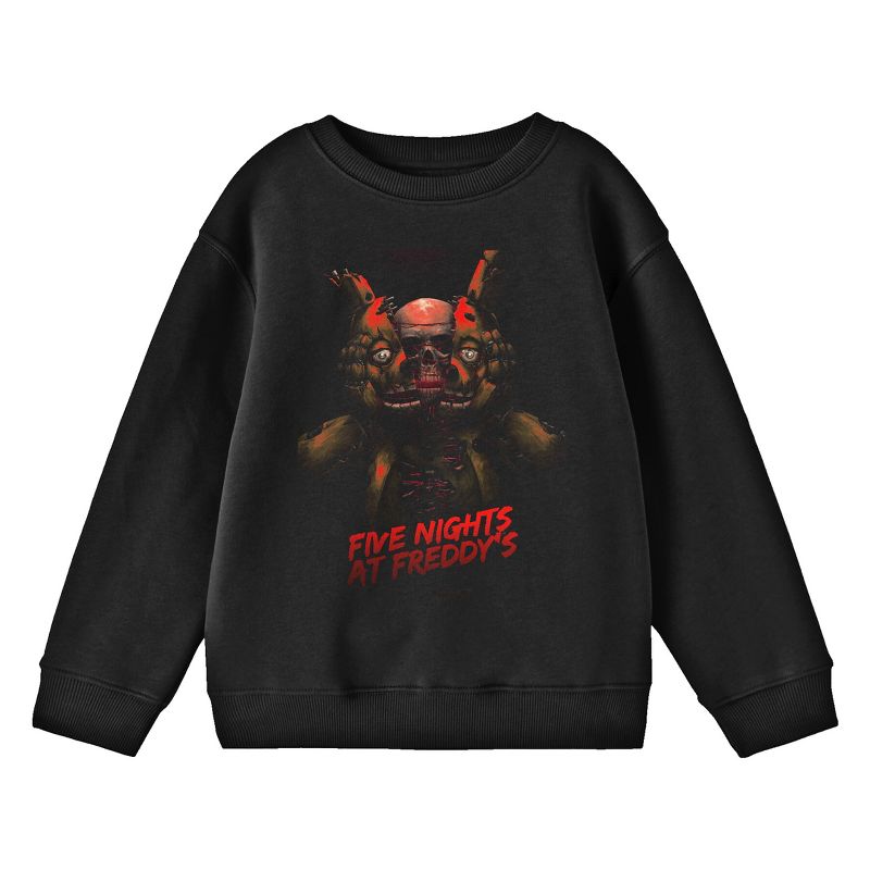 Five Nights At Freddy's Split Springtrap Crew Neck Long Sleeve Youth Black Sweatshirt