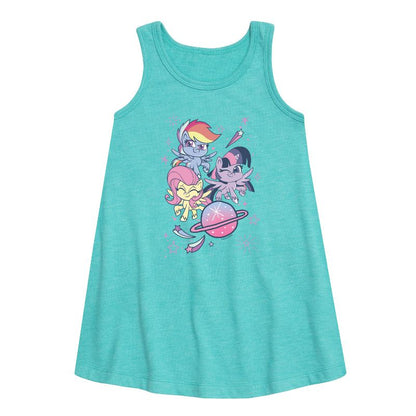 فستان ألين بدون أكمام بتصميم جرافيكي عالمي للفتيات - ماي ليتل بوني