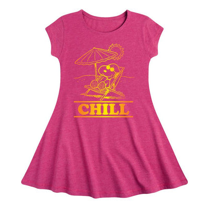 Girls' - Peanuts - Chill Snoopy Fit & Flair Cap Sleeve Dress