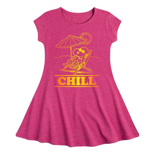 Girls' - Peanuts - Chill Snoopy Fit & Flair Cap Sleeve Dress