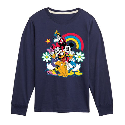 Boys' - Disney - Character Group Rainbow Flower Long Sleeve Graphic T-Shirt