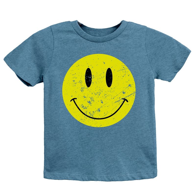 تي شيرت شبابي بأكمام قصيرة بتصميم وجه مبتسم باهت من متجر جونيبر