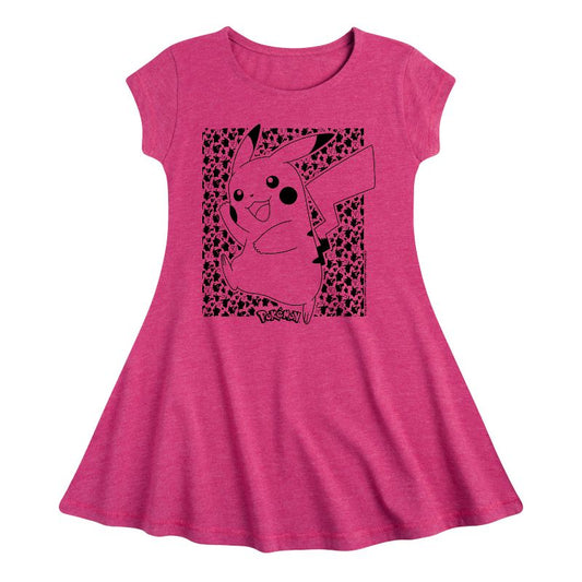 Girls' - Pokémon - Pikachu Pattern Fit & Flair Cap Sleeve Dress