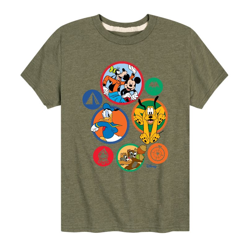 Boys' - Disney - Mickey & Crew Camping Badges Short Sleeve Graphic T-Shirt