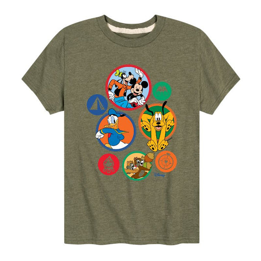 Boys' - Disney - Mickey & Crew Camping Badges Short Sleeve Graphic T-Shirt
