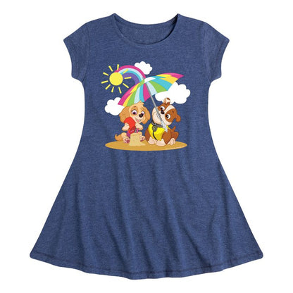 Girls' - Paw Patrol - Skye Rubble Beach Fit & Flair Cap Sleeve Dress