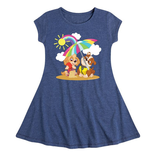 Girls' - Paw Patrol - Skye Rubble Beach Fit & Flair Cap Sleeve Dress