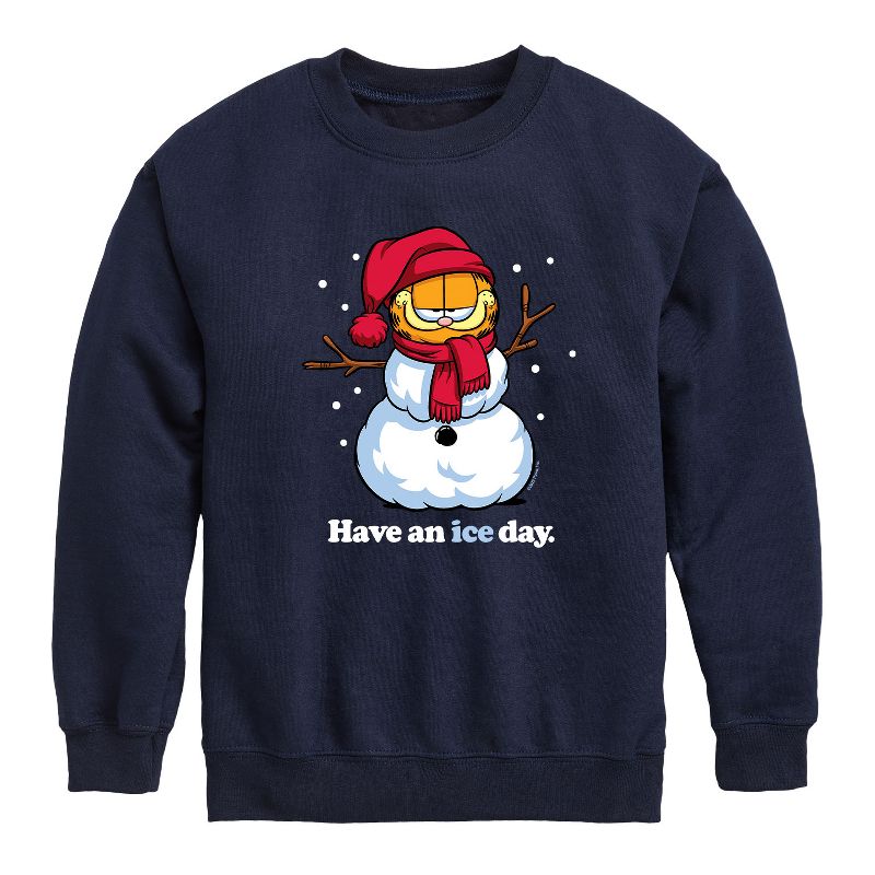 Boys' - Garfield - Have An Ice Day Graphic Long Sleeve Fleece Sweatshirt