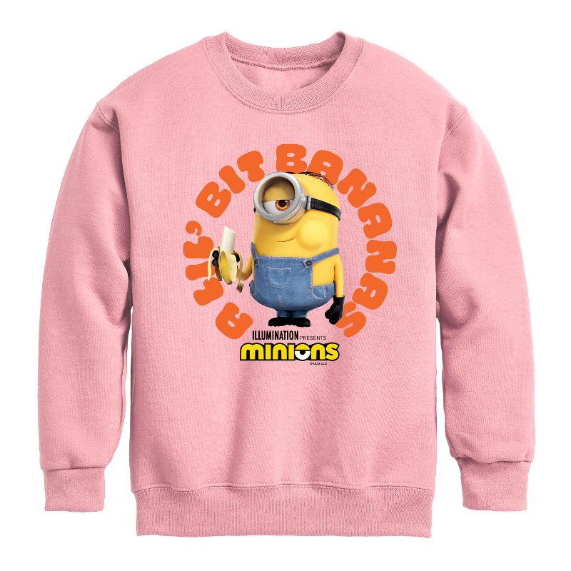 Boys' - Despicable Me Minions - A Lil Bit Bananas Graphic Long Sleeve Fleece Sweatshirt