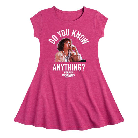 Girls' - Ferris Bueller's Day Off - Do You Know Anything Fit & Flair Cap Sleeve Dress