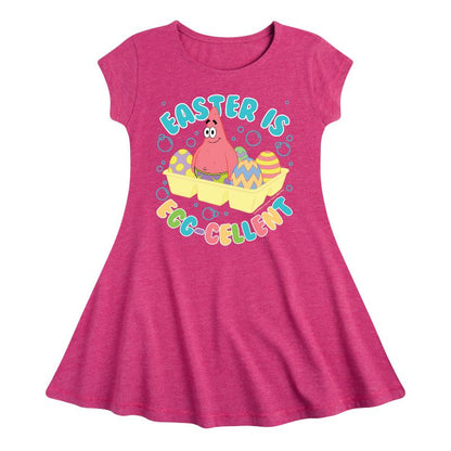 Girls' - SpongeBob Squarepants - Easter Is Egg Fit & Flair Cap Sleeve Dress