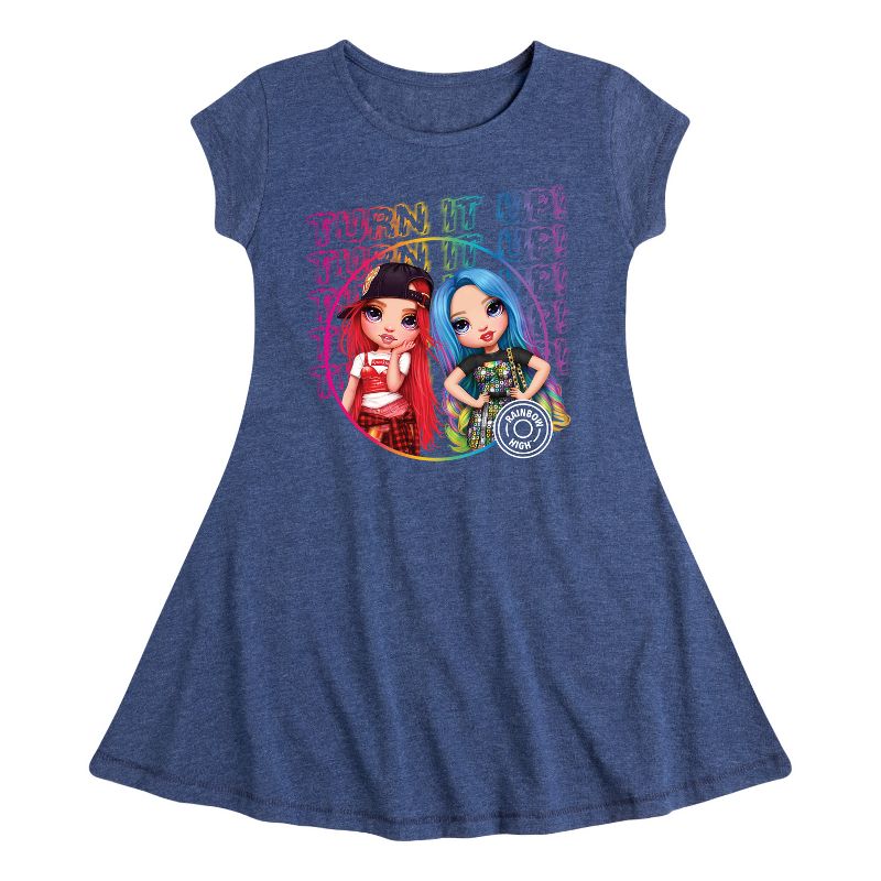 فستان قوس قزح عالي الجودة بأكمام قصيرة وتصميم أنيق للفتيات