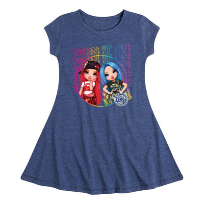 فستان قوس قزح عالي الجودة بأكمام قصيرة وتصميم أنيق للفتيات