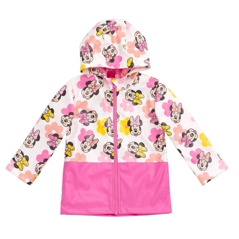 Disney Junior Girls Zip Up Waterproof Rain Jacket Little Kid to Big Kid