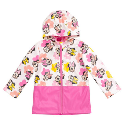 Disney Junior Girls Zip Up Waterproof Rain Jacket Little Kid to Big Kid