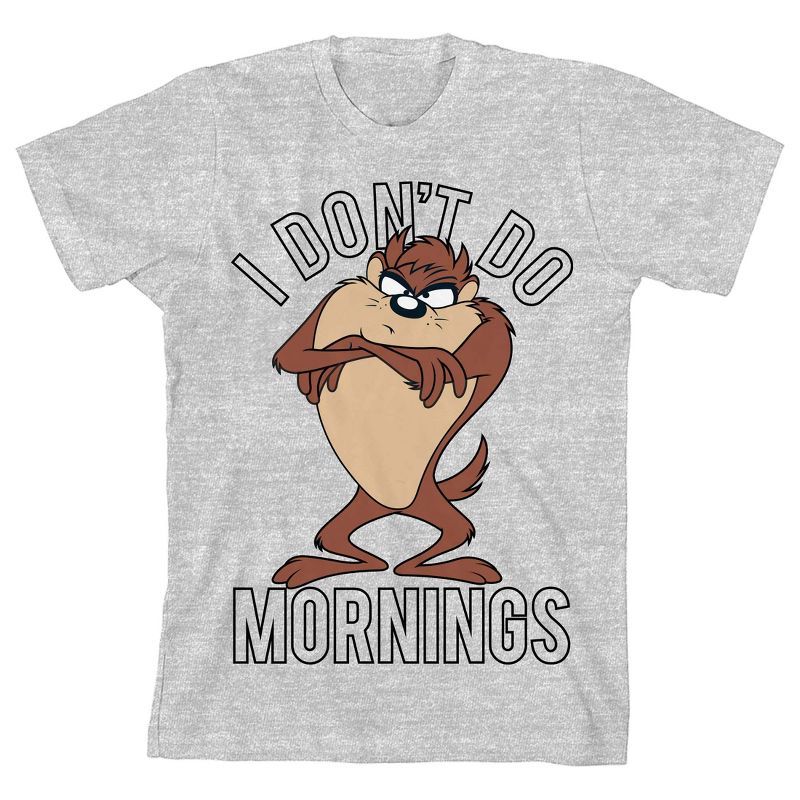 تي شيرت رمادي هيذر للأولاد من Looney Tunes Taz I Don't Do Mornings