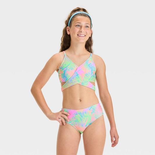 Girls' Visit The Eastside Leaf Printed Bikini Set - art class™