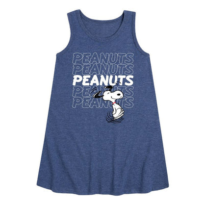 Girls' - Peanuts - Snoopy Repeat Graphic Sleeveless Aline Dress