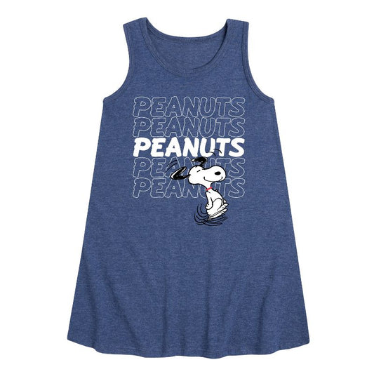 Girls' - Peanuts - Snoopy Repeat Graphic Sleeveless Aline Dress