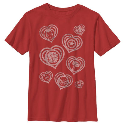 Boy's Marvel Hero Icon Hearts T-Shirt