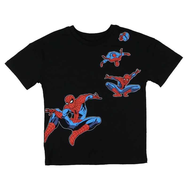 Seven Times Six Marvel Spiderman T-Shirt Boys' Front and Back Action Poses Tee