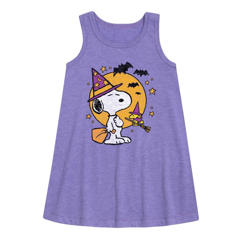 Girls' - Peanuts - Snoopy Woodstock Witchcraft Graphic Sleeveless Aline Dress