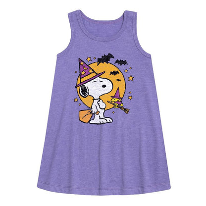 Girls' - Peanuts - Snoopy Woodstock Witchcraft Graphic Sleeveless Aline Dress