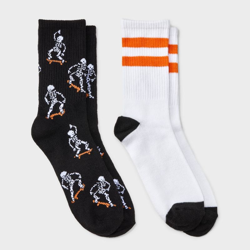 Boys' 2pk Skeleton Halloween Crew Socks - Cat & Jack™