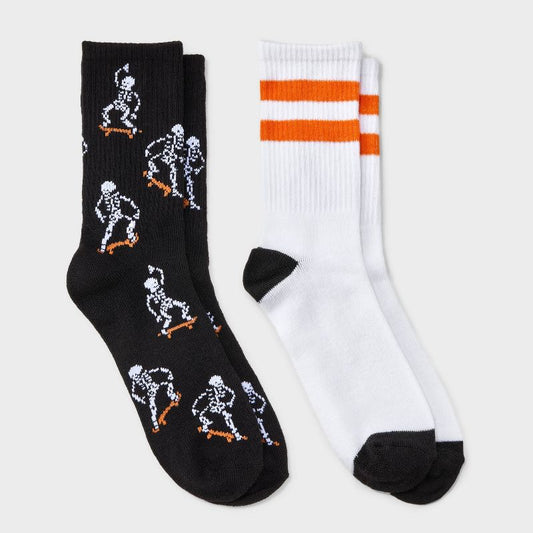 Boys' 2pk Skeleton Halloween Crew Socks - Cat & Jack™